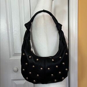 Elegant Black Studded Hobo Bag